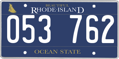 RI license plate 053762