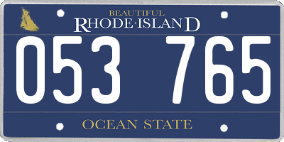 RI license plate 053765