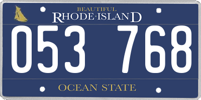 RI license plate 053768
