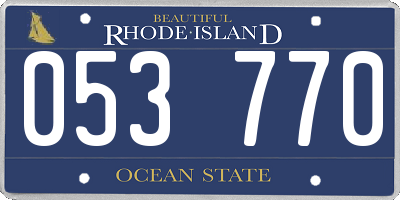 RI license plate 053770