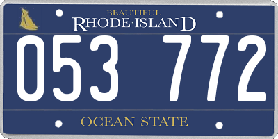 RI license plate 053772