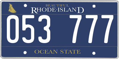RI license plate 053777