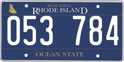 RI license plate 053784