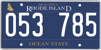 RI license plate 053785
