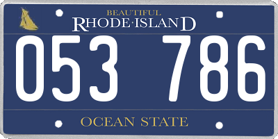 RI license plate 053786