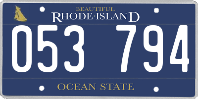 RI license plate 053794