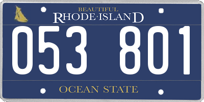 RI license plate 053801
