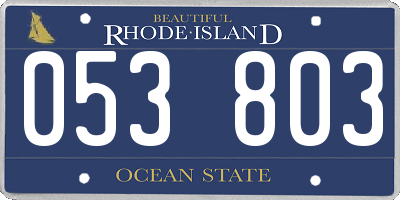 RI license plate 053803