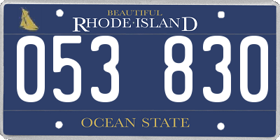 RI license plate 053830
