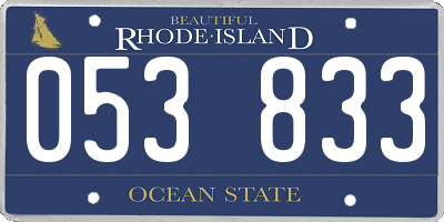 RI license plate 053833