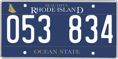 RI license plate 053834