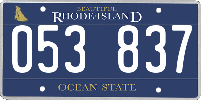RI license plate 053837