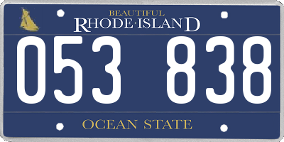 RI license plate 053838