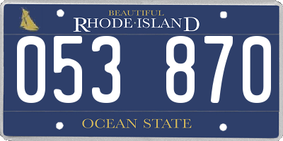RI license plate 053870