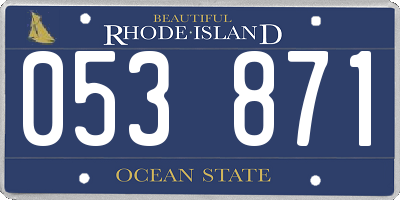 RI license plate 053871