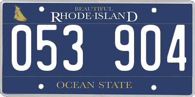 RI license plate 053904