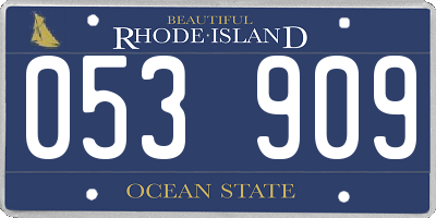 RI license plate 053909