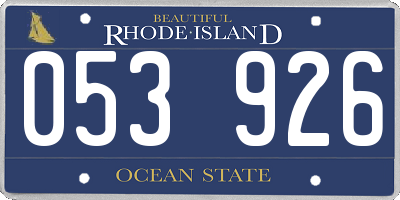 RI license plate 053926