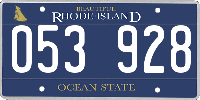 RI license plate 053928