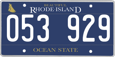 RI license plate 053929