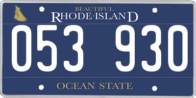 RI license plate 053930