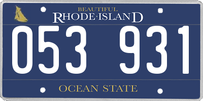 RI license plate 053931