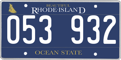 RI license plate 053932