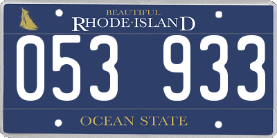 RI license plate 053933