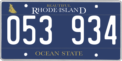 RI license plate 053934
