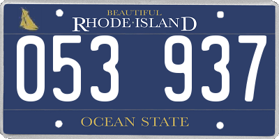 RI license plate 053937