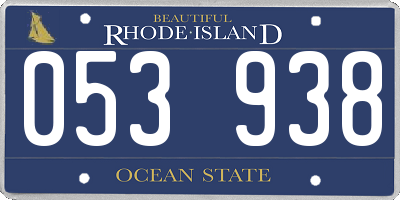 RI license plate 053938
