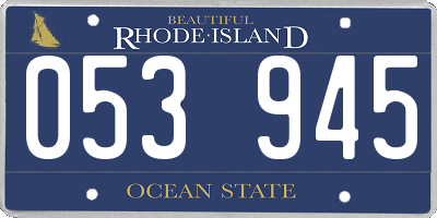 RI license plate 053945