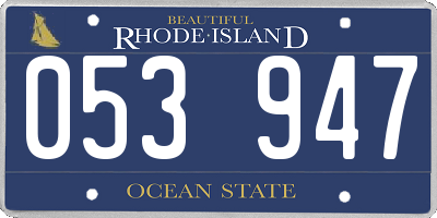 RI license plate 053947