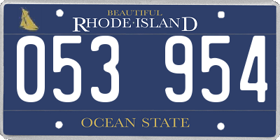 RI license plate 053954
