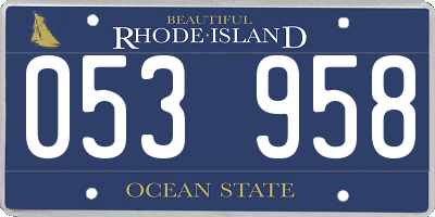 RI license plate 053958