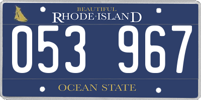 RI license plate 053967
