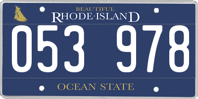 RI license plate 053978