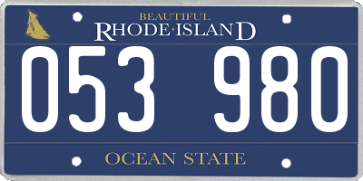 RI license plate 053980