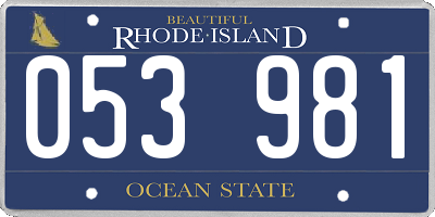 RI license plate 053981