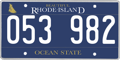 RI license plate 053982
