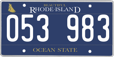 RI license plate 053983