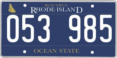 RI license plate 053985