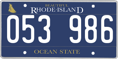 RI license plate 053986