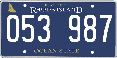 RI license plate 053987