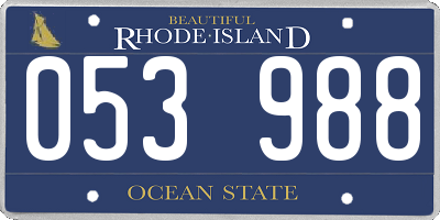 RI license plate 053988