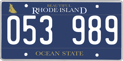 RI license plate 053989