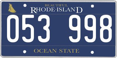RI license plate 053998
