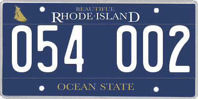 RI license plate 054002