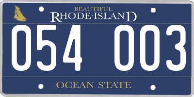 RI license plate 054003