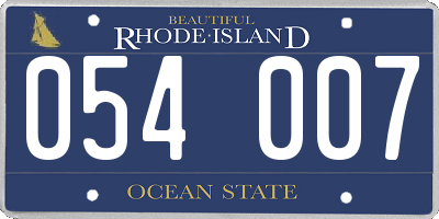 RI license plate 054007